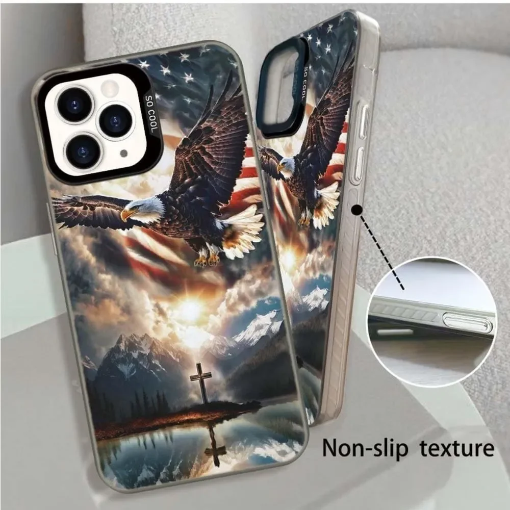 Eagle American Flag Case Compatible with iPhone 15 Pro Max 6.7 inch, Non-Slip